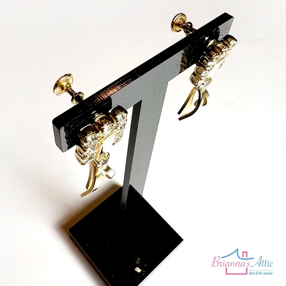 Vintage crystal and gold drop earrings stud - Picture 4 of 7